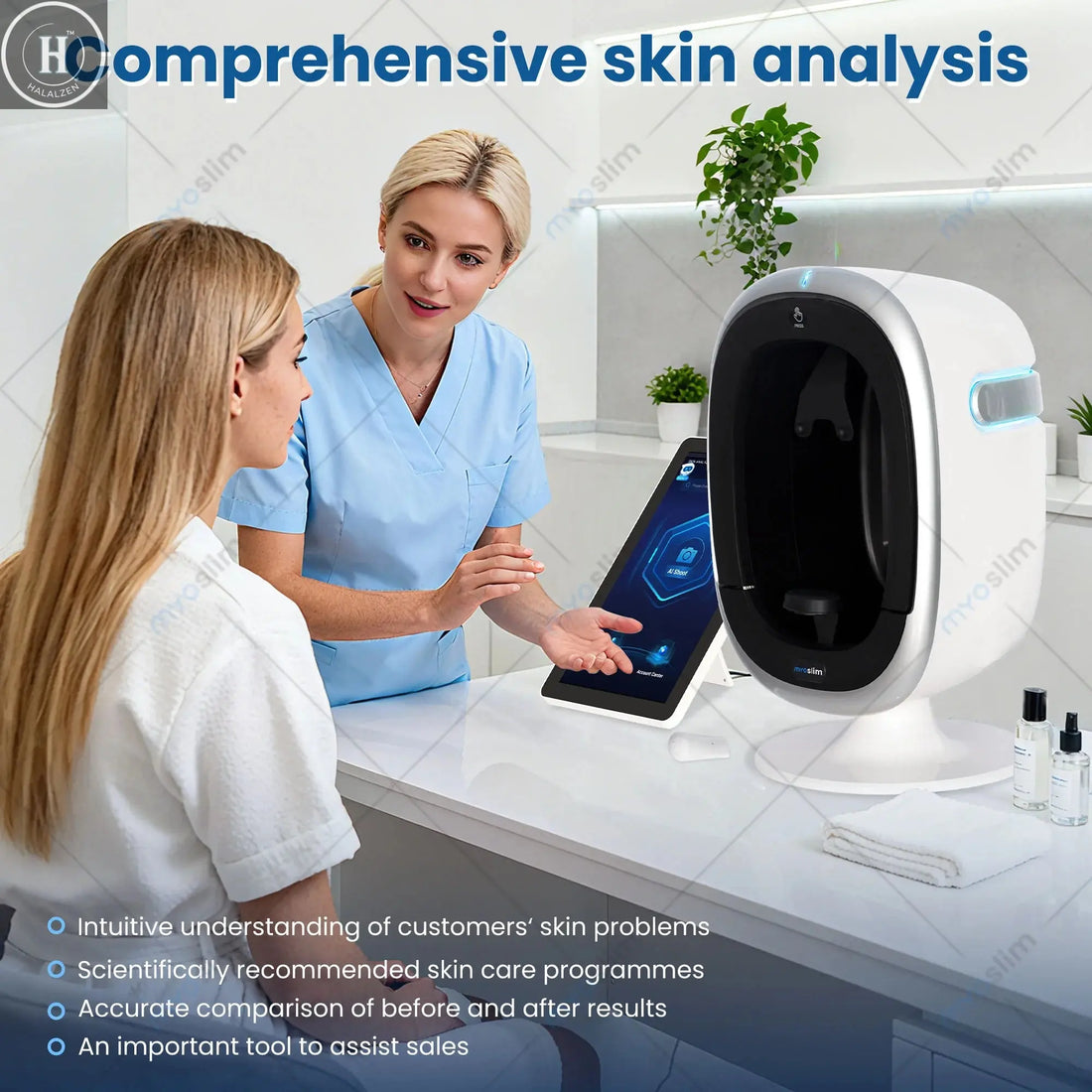 15.6 inch 3D Facial Skin Analyzer Machine Skin Analyzer Facial Machine 9 Light Spectrum Skin Analysis Scanner HALALZEN