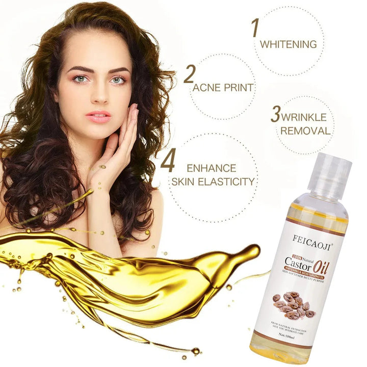 100% Organic Pressed Castor Oil for Face Relaxation Essential Oil Mixing Massage Body Oil Moisturizer Whitening For Skin 100ml HALALZEN