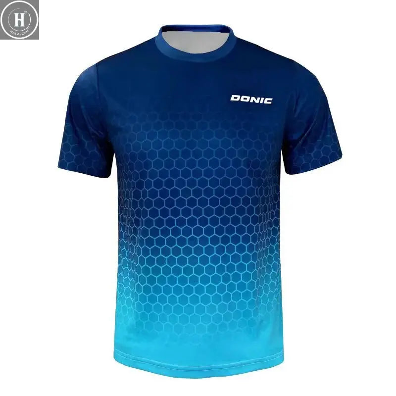 New Men's Table Tennis T-Shirt with 3D Print Men's Summer Breathable Badminton T-Shirt Table Tennis Short-Sleeved Quick-Dry Top HALALZEN
