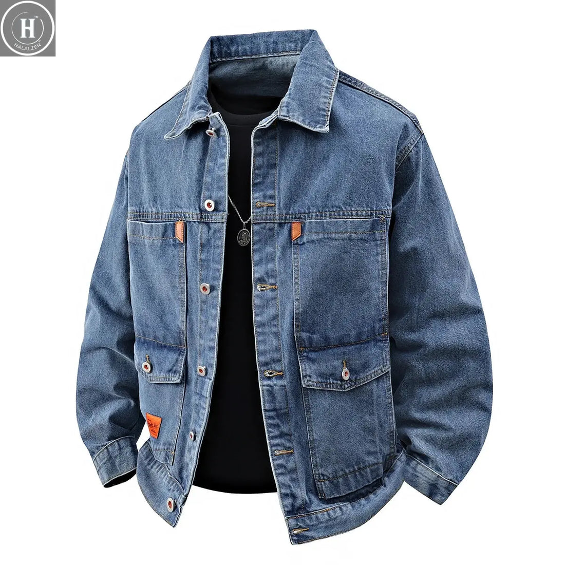 Autumn and Spring Fashion Trend Outdoor Sports Vintage Workwear Denim Jacket Men's Casual Loose Plus Size High Quality Outerwear HALALZEN