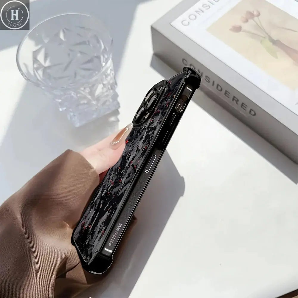 A clear and soft carbon fiber back case for iPhone 17 16 15 14 13 12 11 Pro Max Plus Halalzen UK