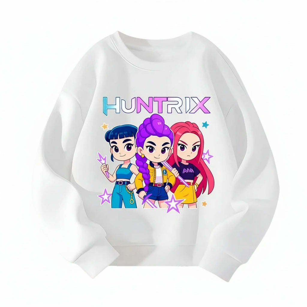 KPop Demon Hunters HUNTRIX Pirnt Hoodie Autumn Long Sleeve Tops Women's Clothing Sweatshirts