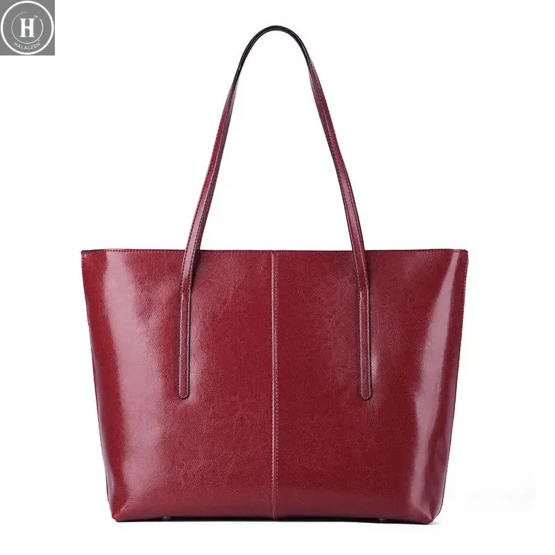 Burminsa Cowhide Genuine Leather Large Tote Bags For Women 2026 Luxury Designer Commuter Shoulder Bags Shopper Ladies Handbags HALALZEN