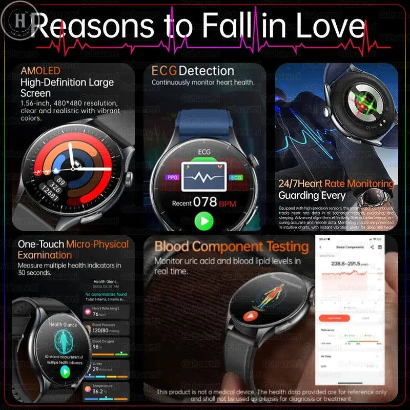 For XIAOMI 2025 New ECG+PPG Smartwatch Precise Uric Acid Blood Lipids Pressure Body Analysis Smart Watch Men BT Call NFC Watches HALALZEN