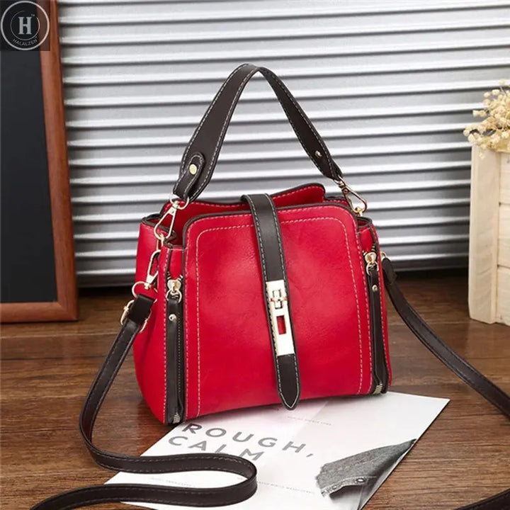PU Leather Handbags for Women Designer Top Handle Bag Vintage  Single Shoulder Bag Ladies Luxury Brand Crossbody Messenger Bags HALALZEN