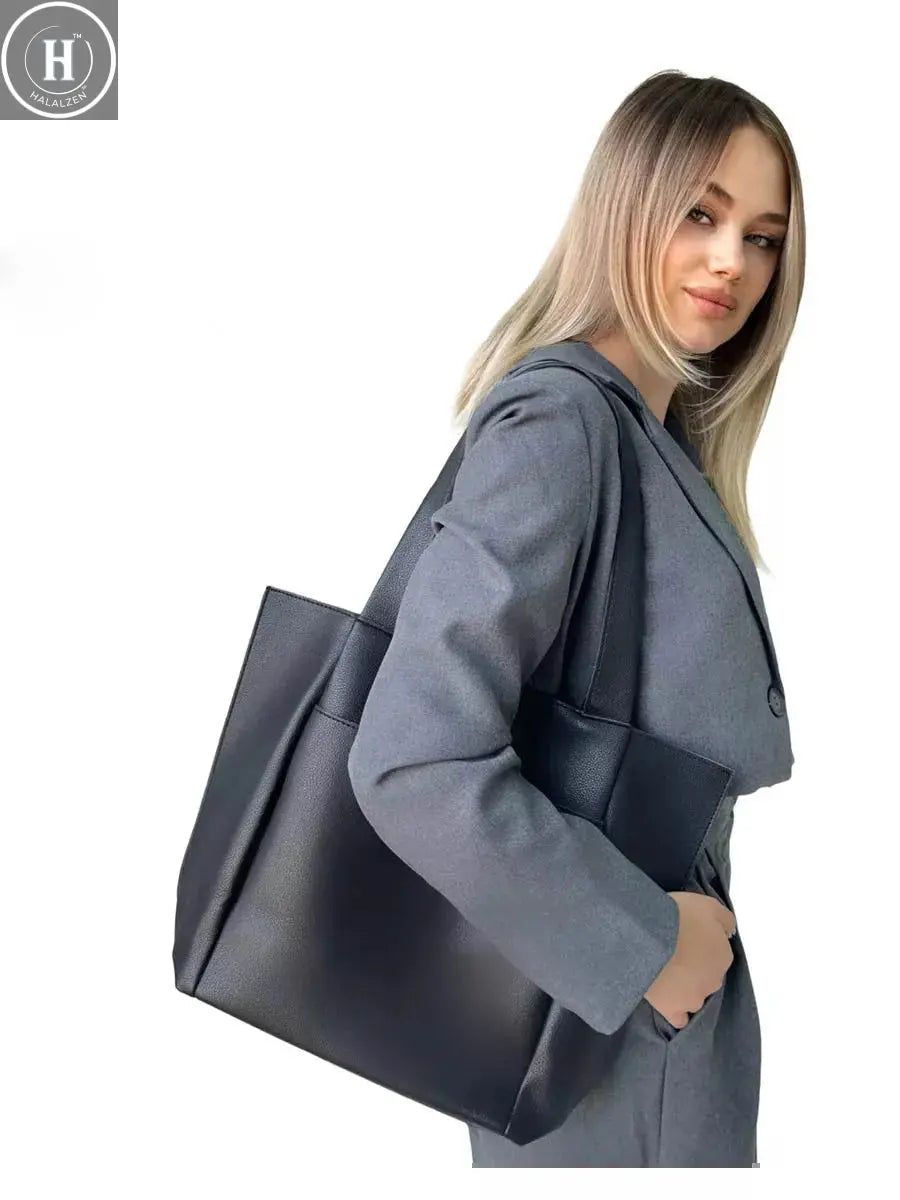 Tote bag women's large capacity versatile minimalist elegant commuter laptop bag handbag shoulder bag underarm bag HALALZEN