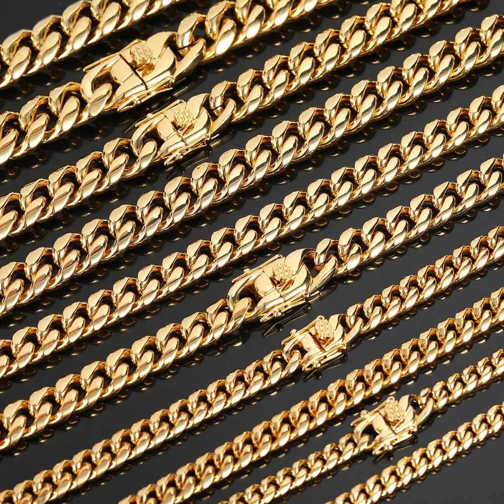 6mm-22mm wide 316L Stainless Steel Cuban Miami Chains Necklaces Big Heavy Round Link Chain for Men Hip Hop Rock jewelry