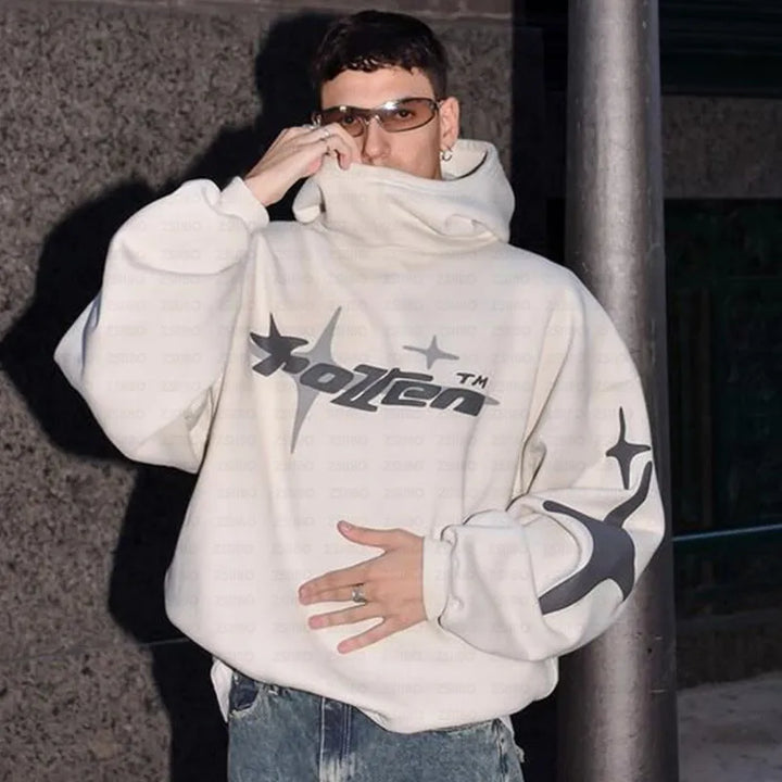 American Fashion High Street Vintage Hoodie Letter Foam Hoodie Men Y2K Goth Harajuku Couple Loose Pullover Casual Sweatshirt Top