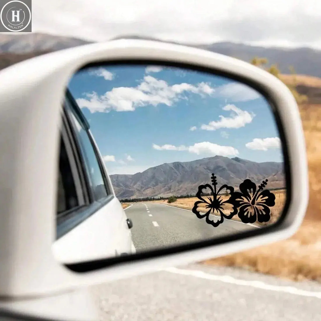 1pc-Hibiscus flower car rearview mirror stickers, car rearview mirror decals, small decals, vinyl car stickers HALALZEN