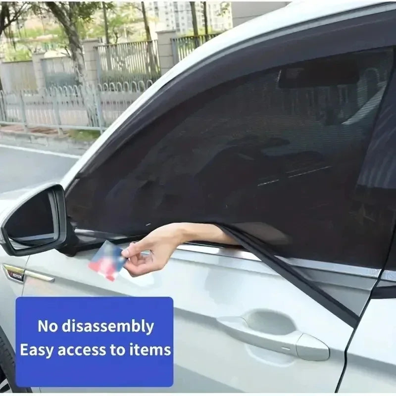 2pcs Car Rear Side Window Sunshade UV Protect Shield Mesh Prevent Mosquito Sunshine Privacy Protection Foldable Curtain