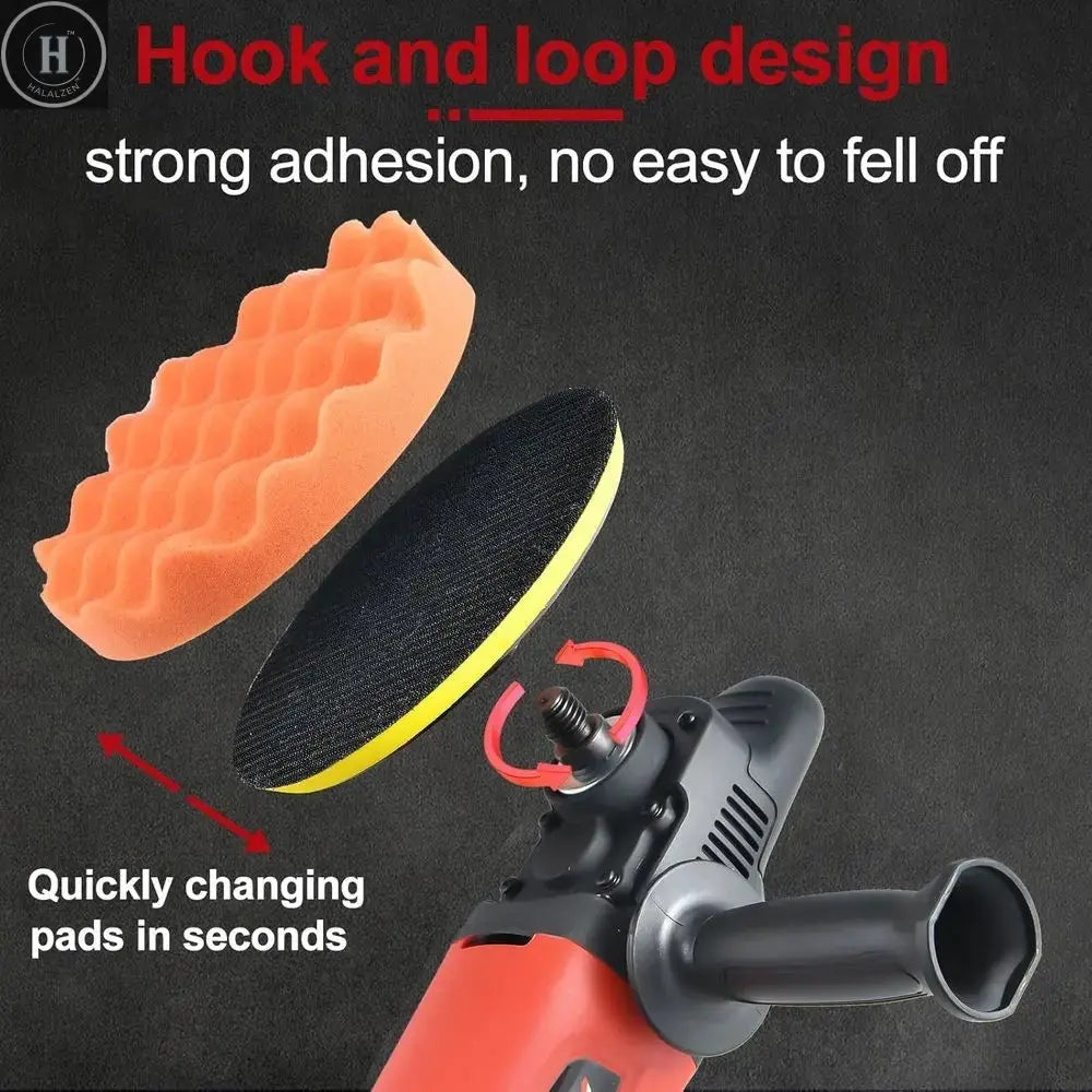 1200W 6-inch/7-inch Car Polisher Waxer Kit with 6 Variable Speeds 1000-3500RPM & 4 Polishing Pads HALALZEN