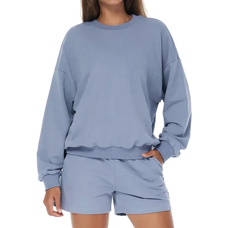 Autumn Winter Women's Pant Sets Sports Pullover Wide Leg Pants 2 Pieces Yoga Sets Gym Fitness Tracksuit Set Loose Hoodies Suits