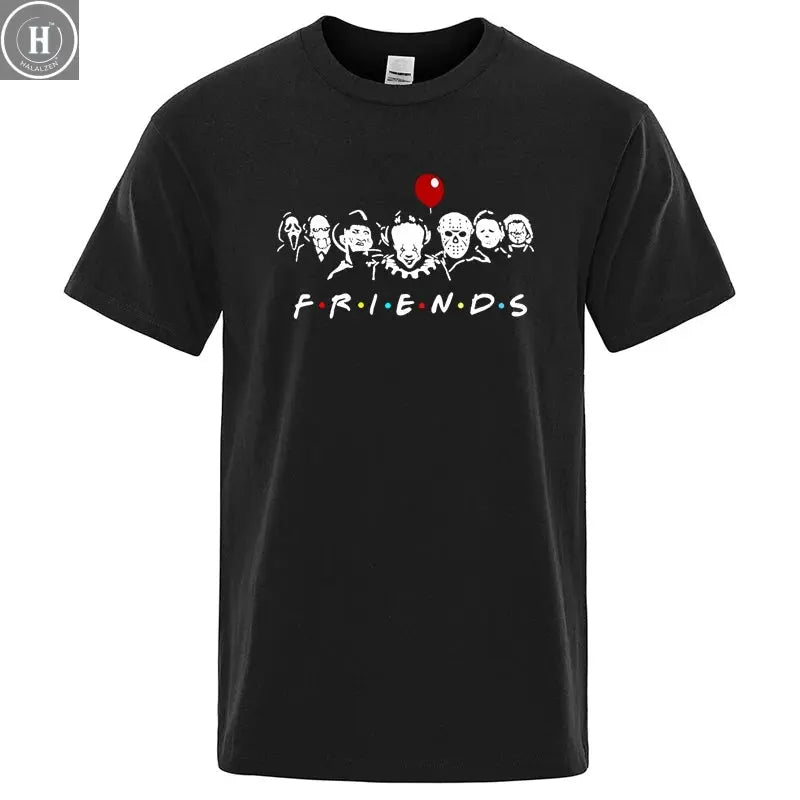 Men's High Quality T-shirt 100% Cotton T-shirt Funny Friends Print T Shirt Loose Summer Cool O-neck Men T-shirt Male Tops Tee HALALZEN