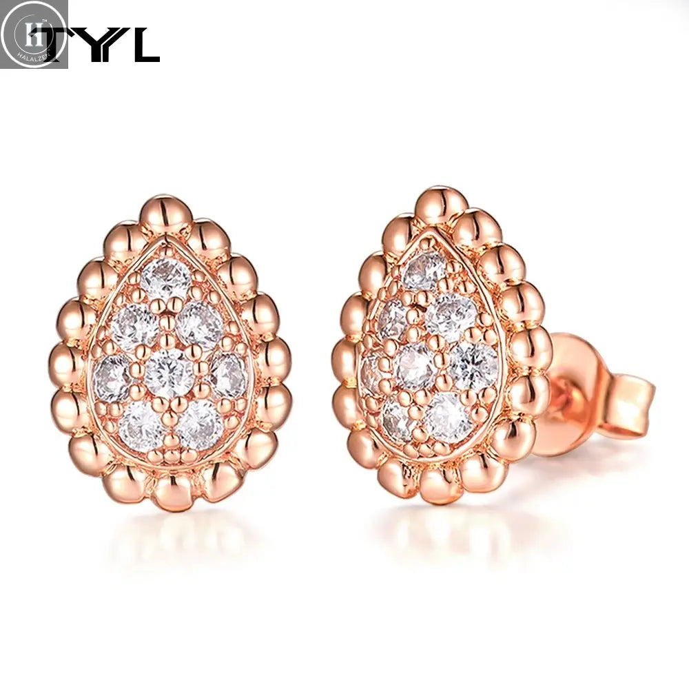 TYYL High Quality Classic 3 Water Drop Luxury Ear clip Drop Earrings Stud Party Wedding Long Earring Zircon Jewelry For Women HALALZEN