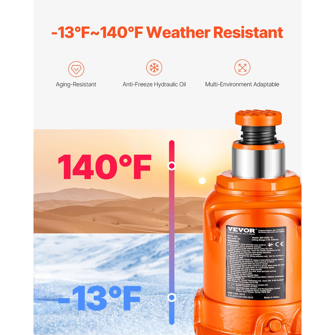 SucceBuy Hydraulic Bottle Jack 20/30/50 Ton Welded Bottle Jack with 3-Section Long Handle for Car Pickup Truck RV Auto Repair