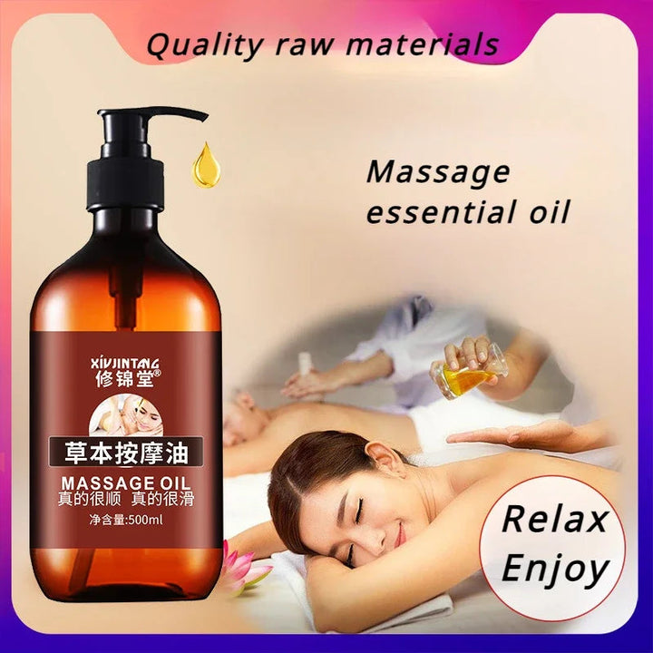 Body Massage Oil 500ml Pure Essential Oils Relieve Stress for Organic Body Massage Relax Beauty Health HALALZEN