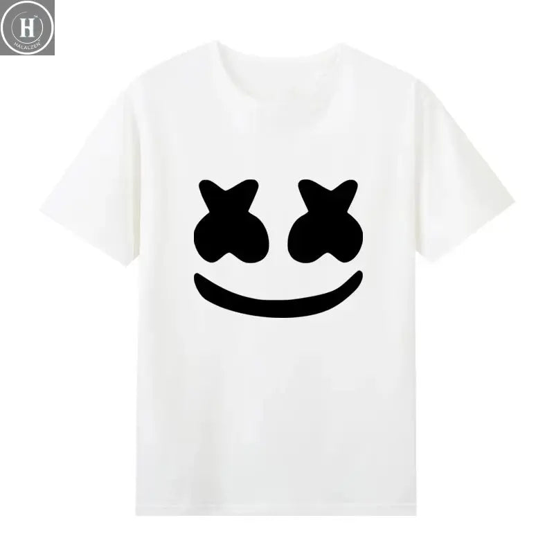 2025 Marshmello Printed Clothes Head Cover Male Top 100 DJ Electronic Nightclub Cotton Short Sleeve T-shirt High Quality T Shirt HALALZEN