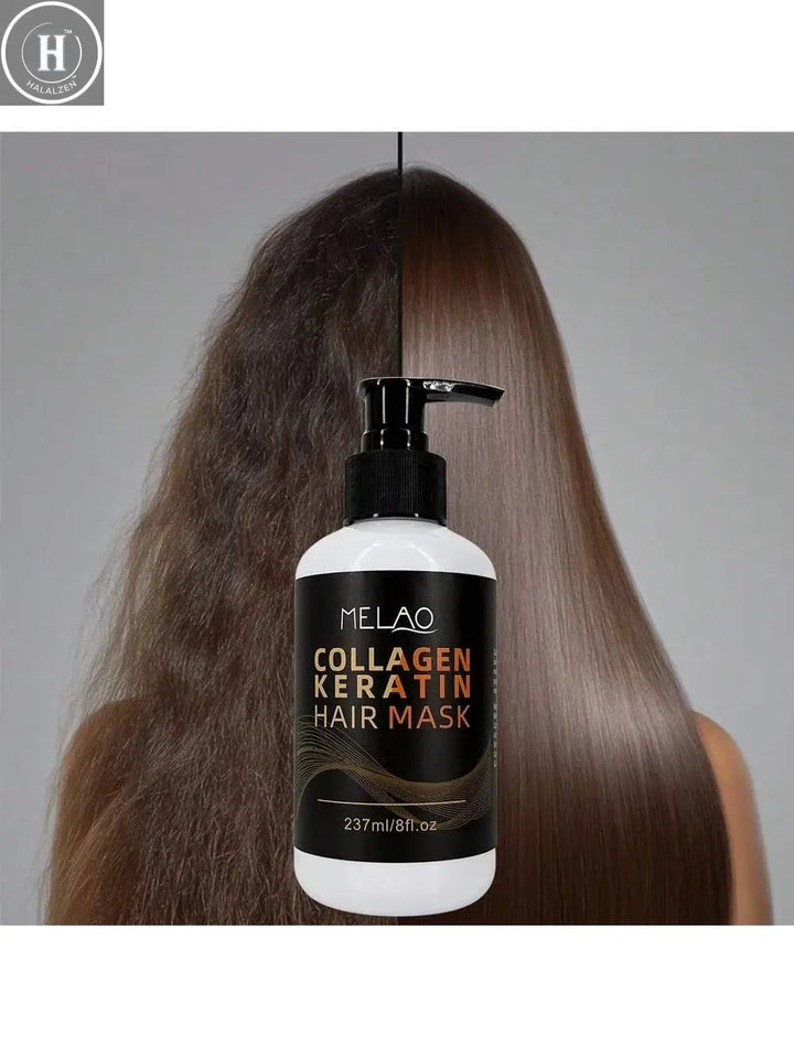 MELAO Collagen & Keratin Hair Mask - Intensive Repair for Damaged & Brittle Hair to Reduce Breakage, Restore Brilliant Shine HALALZEN