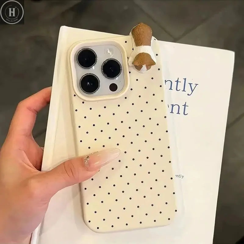 Polka Dot Pattern Soft Phone Case For iPhone 17 16 15 14 13 12 Pro Max Plus X Cute 3D Cartoon Cat Shockproof Cover Halalzen UK
