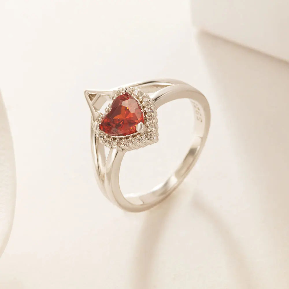 925 Silver Earrings Poker Red Heart A Necklace Ring Earrings Jewelry Suitable for Women Valentine's Day New Year Gifts