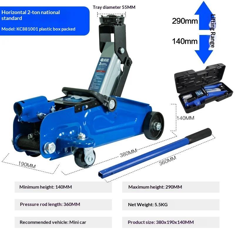 Car Rescue Tool Hydraulic Jack Pneumatic Lift Small Portable Car Jack Heavy Duty Low Profile Quick Raise Garage Emergency Change