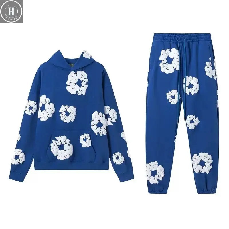 DENIM TEARS brand hot selling new fashionable cotton foam printed hoodie, European and American trendy men's sports suit HALALZEN