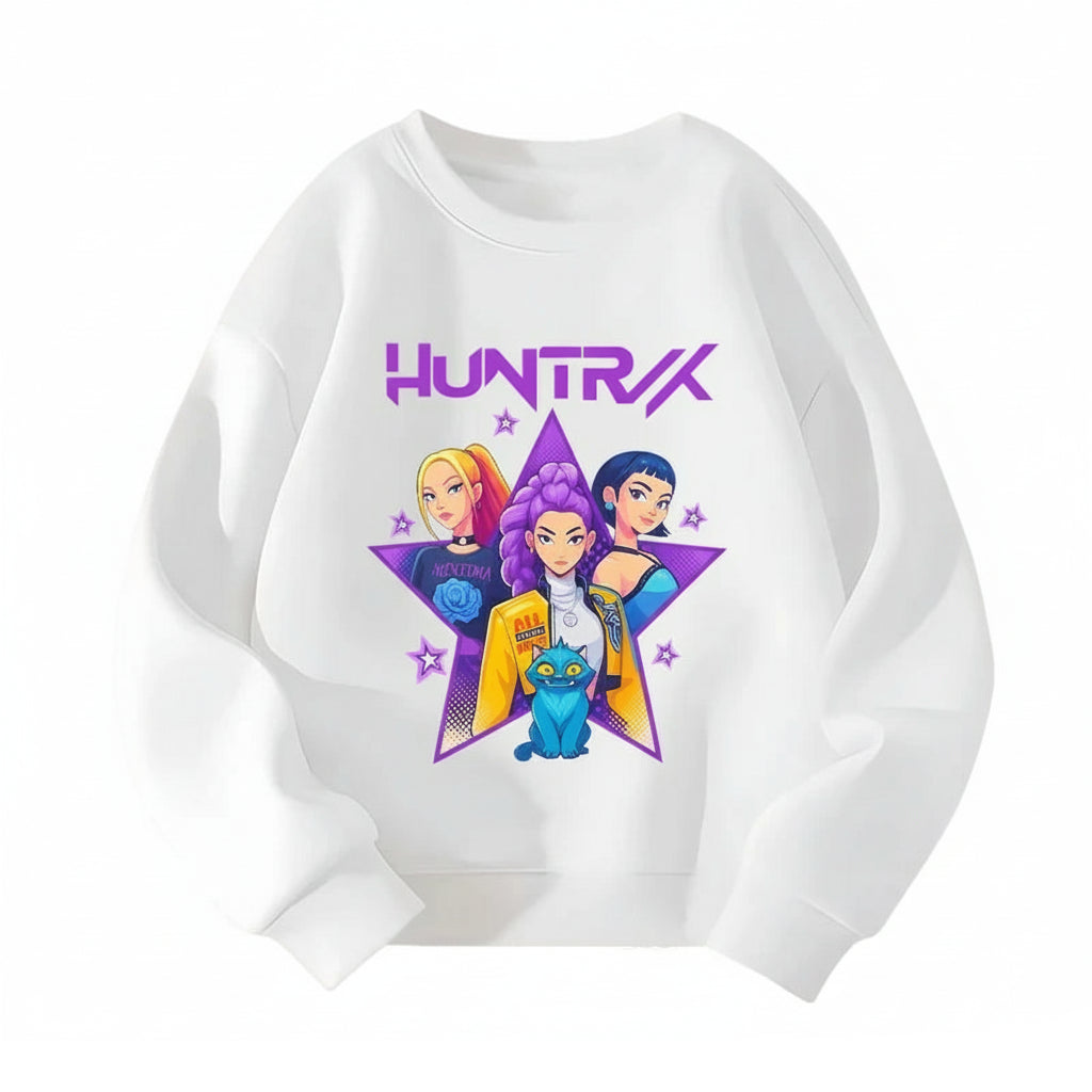 KPop Demon Hunters HUNTRIX Pirnt Hoodie Autumn Long Sleeve Tops Women's Clothing Sweatshirts