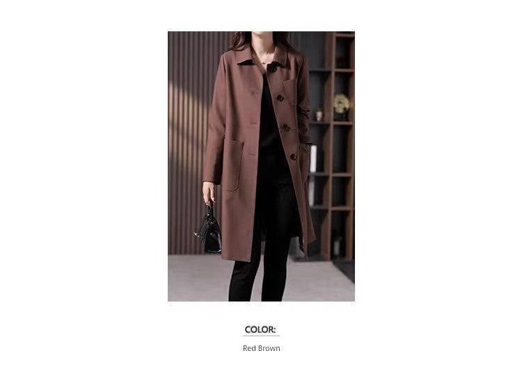 Vldoliya Elegant Anti-Aging Mid-Length Trench Coat Outwear Female 2023 Spring & Fall New Arrival K-style Loose Elegant Straight-leg