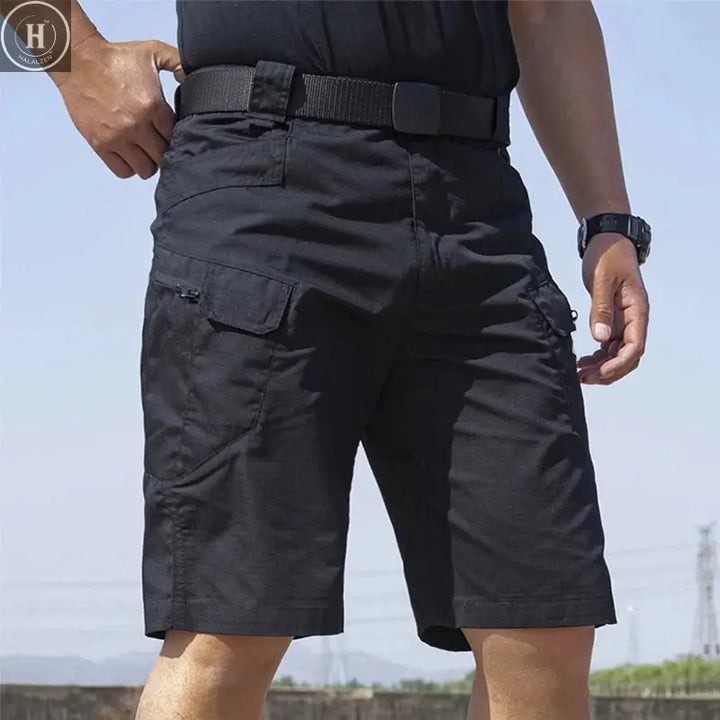 Outdoor Multi-Pocket Shorts Mens Summer Tactical Casual Shorts Waterproof Quick-dry Combat Pants Lightweight Training Shorts HALALZEN