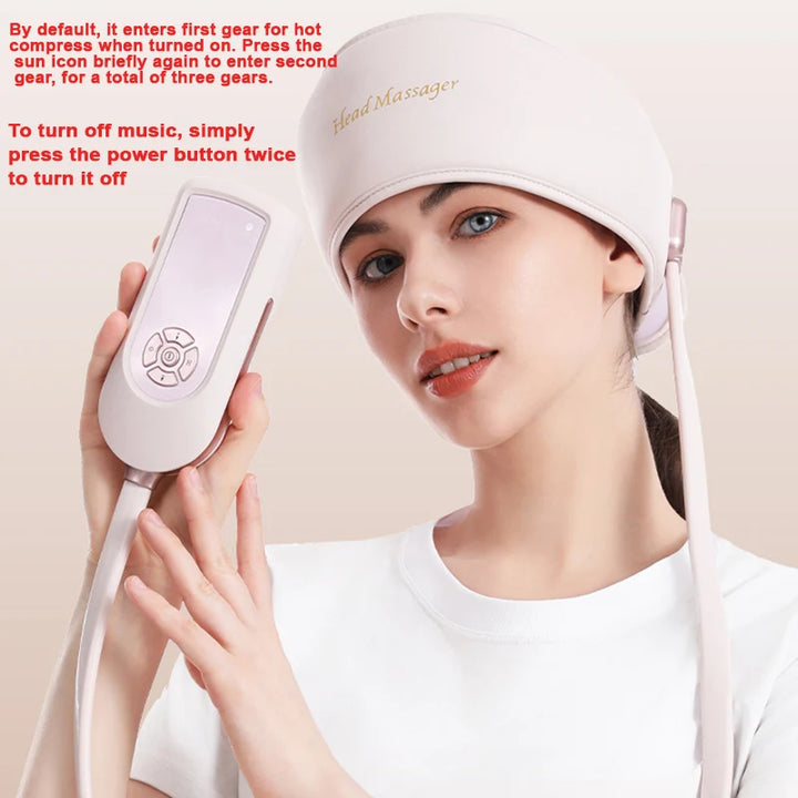 USB 6-zone airbag head massager with 3 levels of force and 5 modes of comfort massager