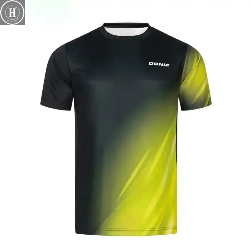 New Men's Table Tennis T-Shirt with 3D Print Men's Summer Breathable Badminton T-Shirt Table Tennis Short-Sleeved Quick-Dry Top HALALZEN