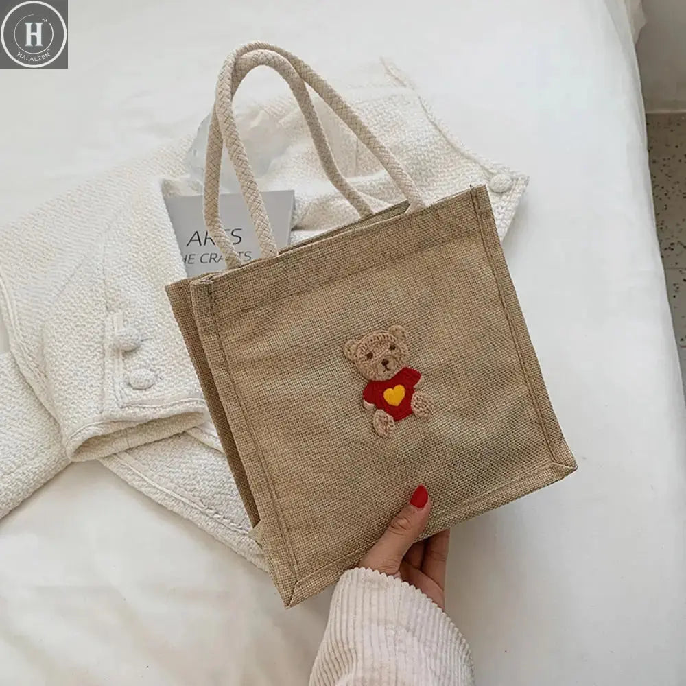 Fashion Linen Small Handbag Butterfly Printed Canvas Bag Party Gift Packing Bag Women Small Tote Bags Portable Shopping Bag HALALZEN