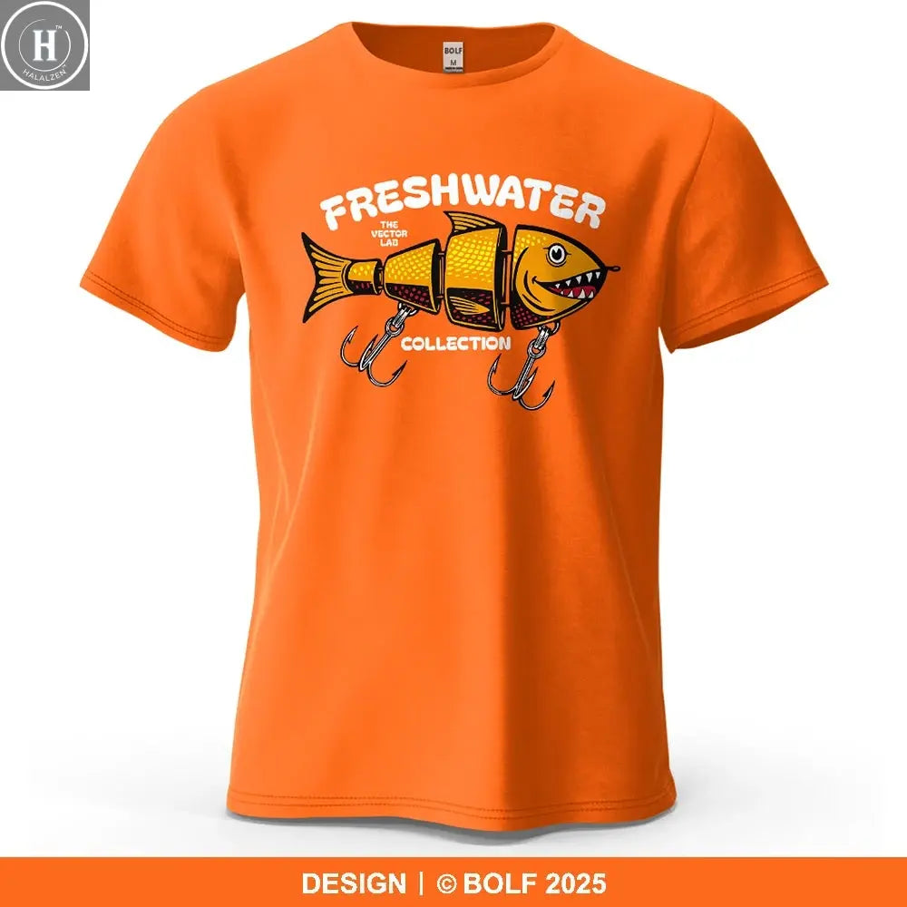 Fishing Lure Pattern Printed Men's T-Shirt 100% Cotton Oversized Fishing Hobby Graphic Tees for Women Tops Tees Streetwear HALALZEN