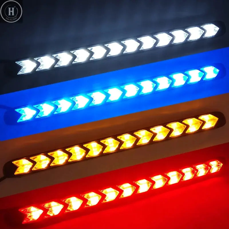 2Pcs Dynamic Red Car DRL LED Daytime Running Lights Waterproof Headlight Strip Turn Signal Yellow 12V Flow Auto Sequential Lamp HALALZEN