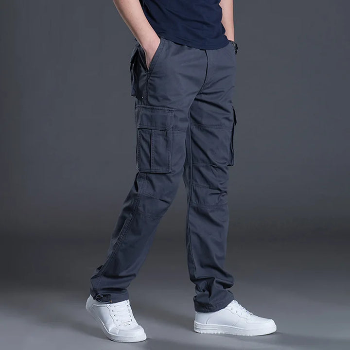 2025 Cotton Multi Flap Pockets Men's Straight Leg Cargo Pants Loose Casual Outdoor Pants Men's Work Pants For Hiking Tactical