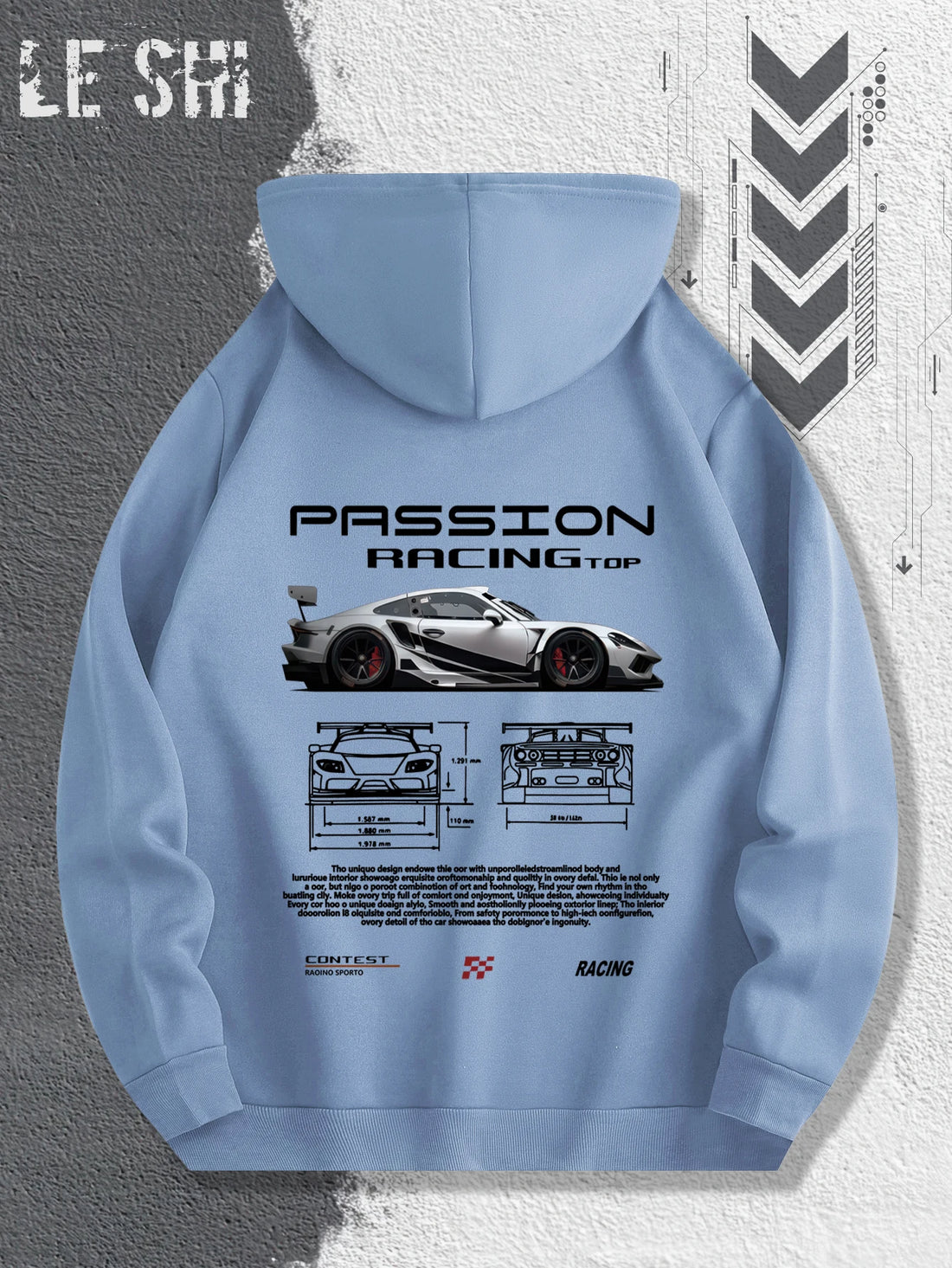 Men'S Passionate Racing Graphic Hoodie Featuring Race Cars and Sports Car Illustrations, Perfect for Everyday Wear