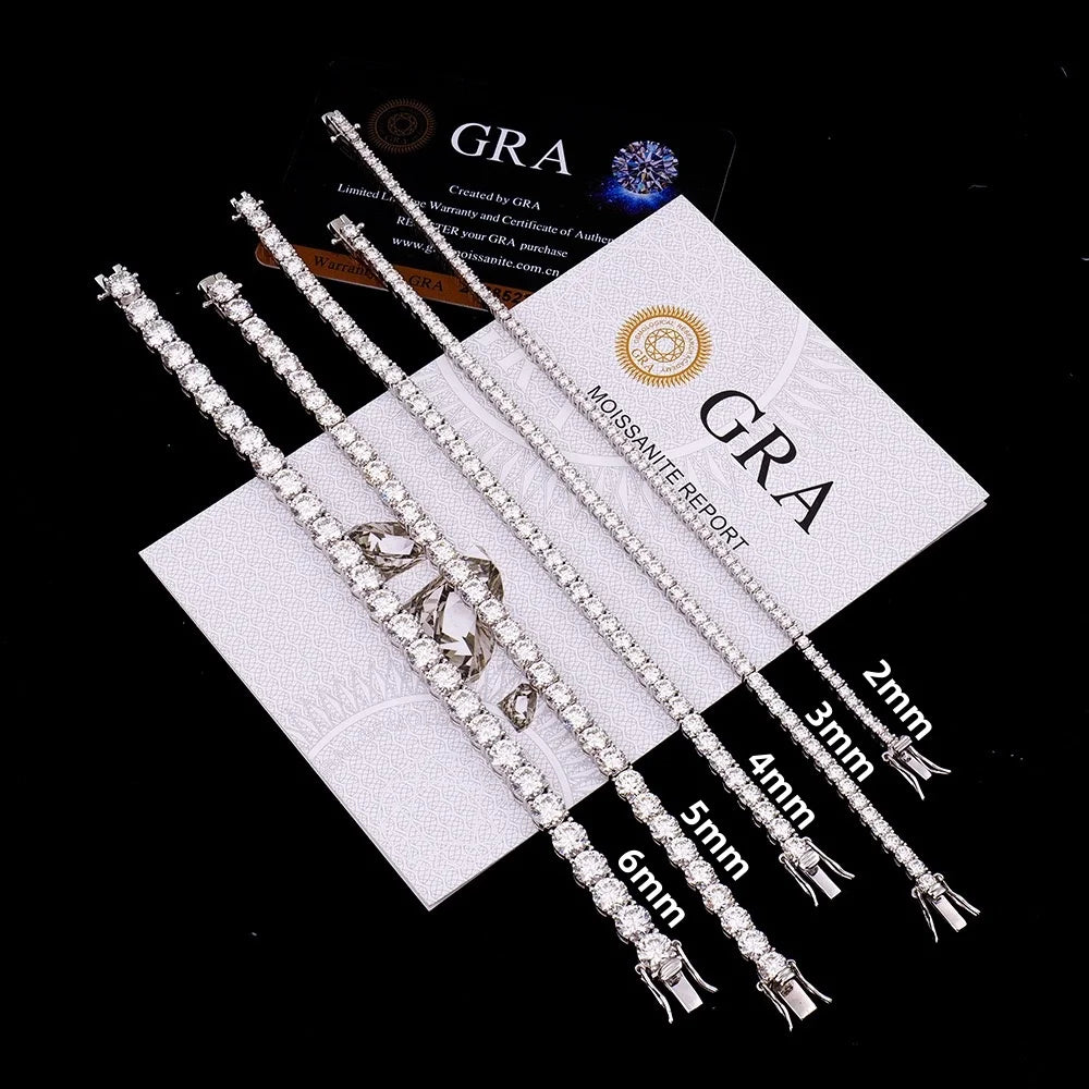 Factory Price D VVS1 Moissanite Tennis Bracelet S925 Sterling Silver Plated 18k Gold with GRA Bracelets for Women Man Jewelry