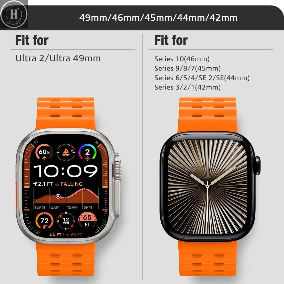 Ocean Strap For Apple Watch Band Ultra 3/2 49mm Series 11 10 46mm Sports Bracelet Wristband iWatch 9 8 7 6 5 SE 45mm 44mm Correa HALALZEN