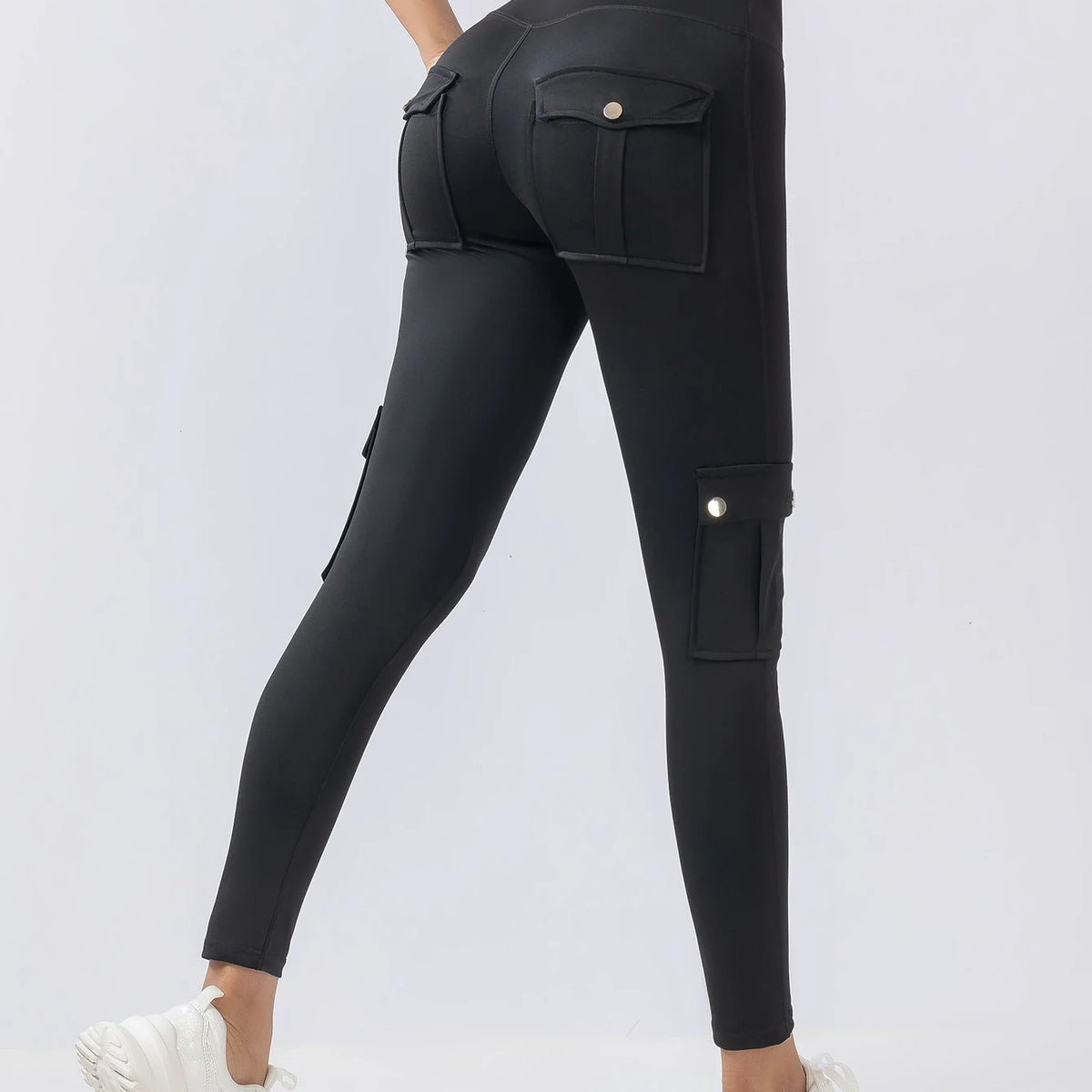 Europe and the United States multi-pocket cargo hip lift yoga pants high-waist-tight micro-la fitness pants sports Pilates pants