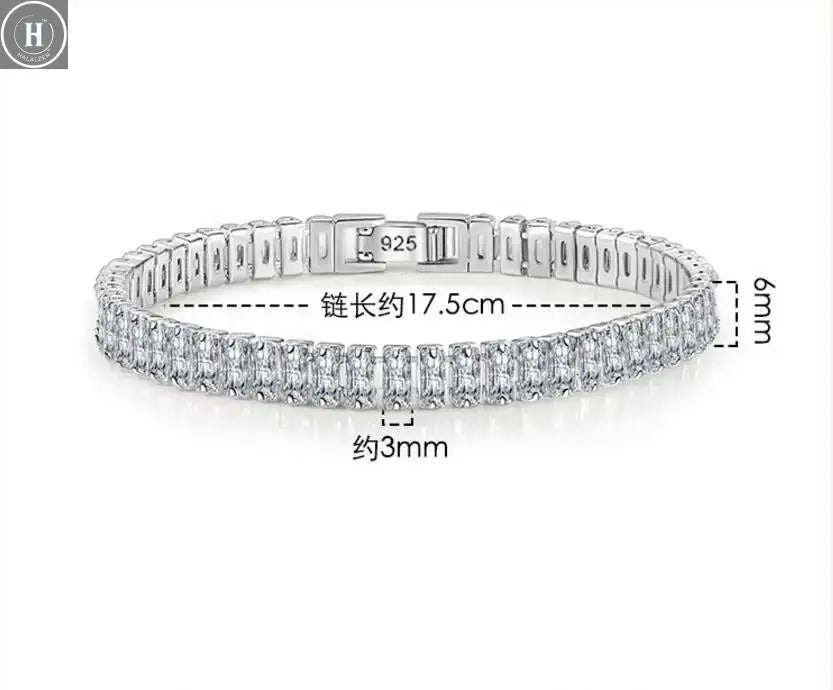 Real 3MM D VVS Moissanite Tennis Bracelet Passes Diamond Sparkling Test Solid S925 Jewelry Wedding Women Gift HALALZEN