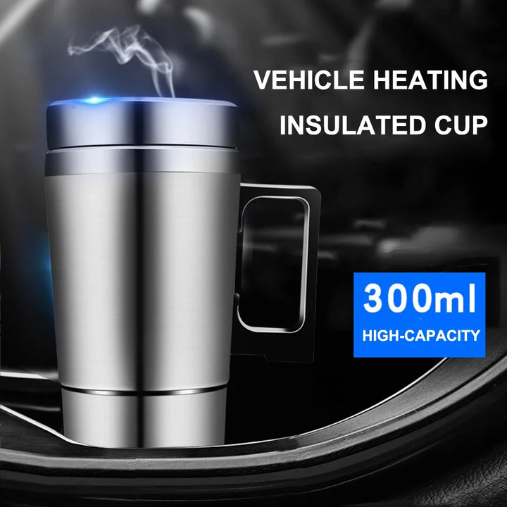12V 24V Car Electric Heating Cup Travel Kettle Stainless Steel Camping Travel Coffee Milk Thermal Mug Warmer Cup 300/750/1200ML