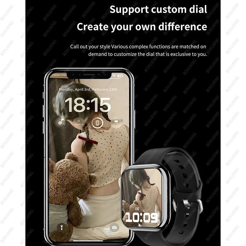 New AMOLED 2.05" HD Screen Smart Watch Women Series 9 Custom Dial 500+ Wireless Charging Men Smartwatch For Apple Watch IW9 IW10