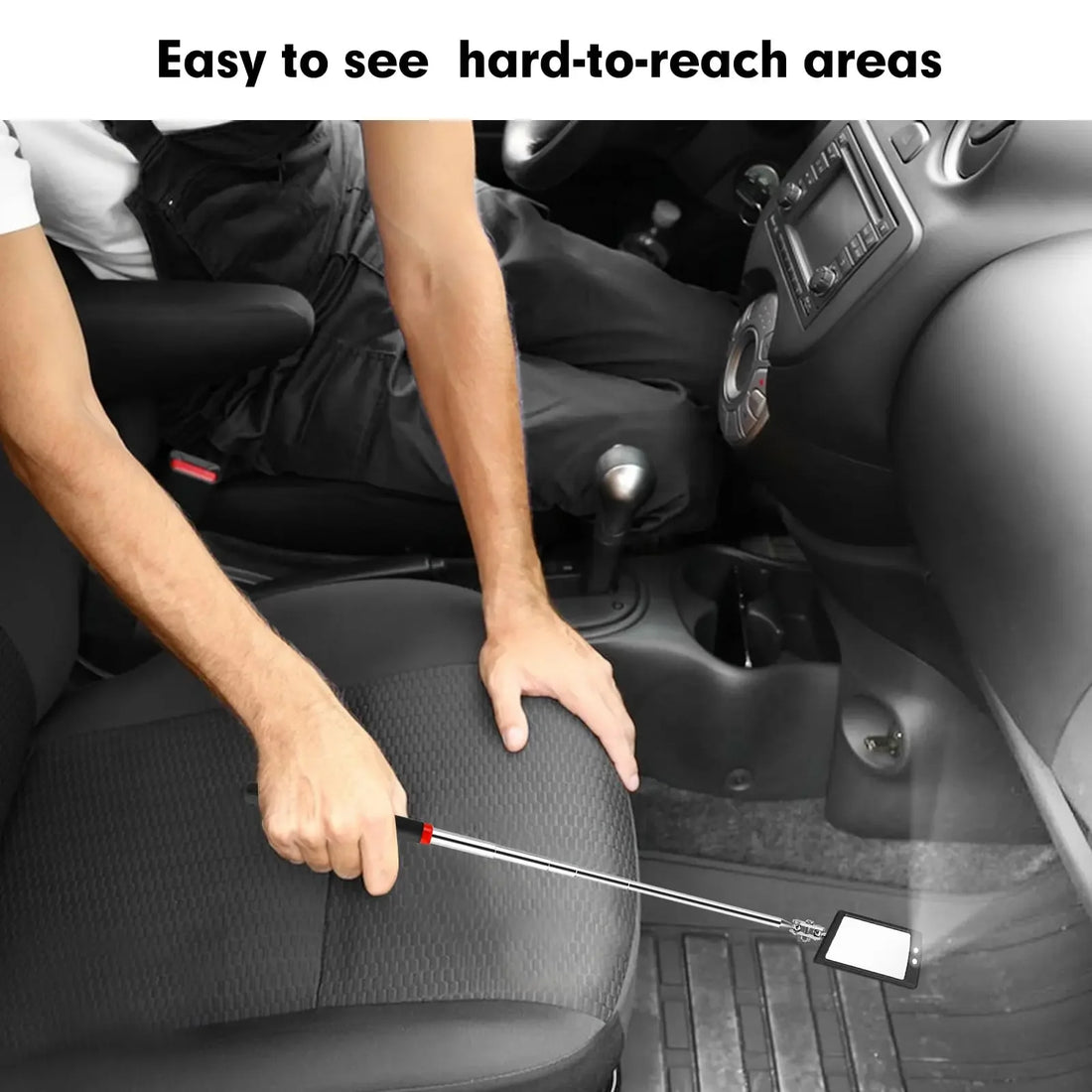 2pcs Detection Folding Mirror 360° Rotating Reflector Universal Auto Repair Tool Accessory Telescopic Bottom Inspection Mirror