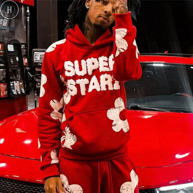 Spring Autumn Men Hoodies Sets Letter Print Hoody Women Sweatshirt Hip Hop Streetwear Y2k Retro Harajuku 2024 New Men's Clothing HALALZEN