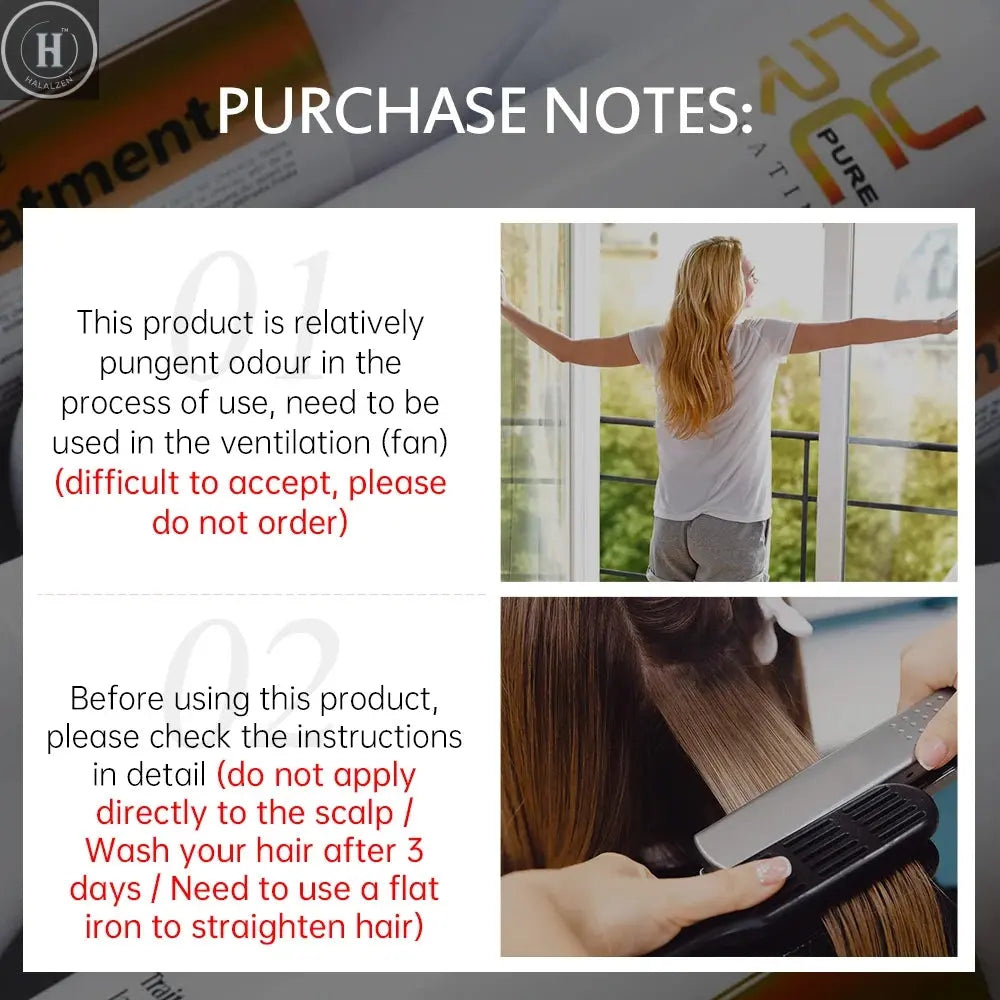 PURC 8% Keratin Smoothing Treatment Frizzy Removal Brazilian Keratin Curly Hair Care Products Salon Professional 1000ml HALALZEN