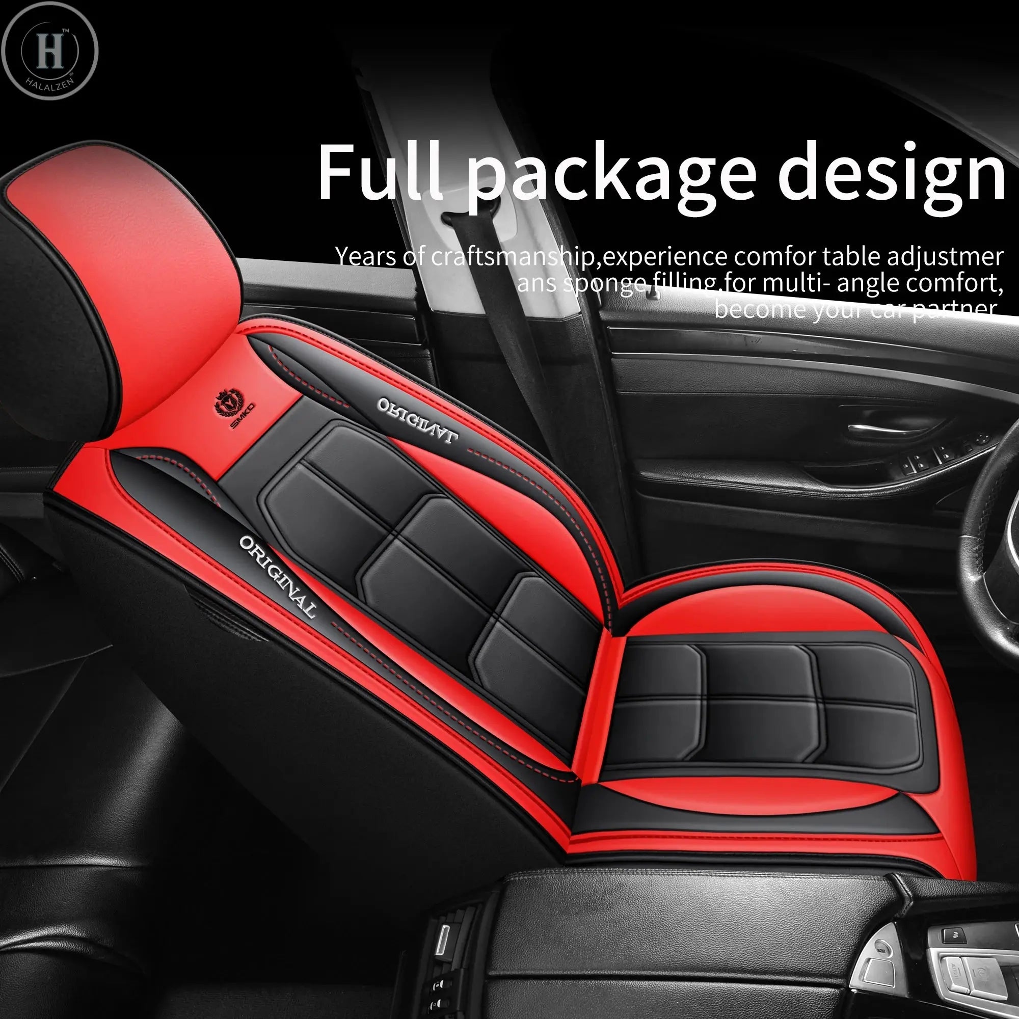 1pc Premium PU Leather Universal Fit Car Seat Cover All-Season Protector Mat with Soft Cushion Full Package Seat Cover HALALZEN