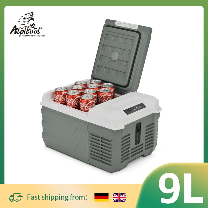 Alpicool NL9 9L Portable Refrigerator 12V/24V Small Car Fridge 100V~240V AC Electric Cooler Plug in Mini Freezer for Camping