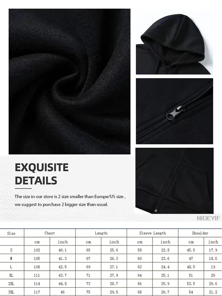 Rapper L'HIVER Saif Album Graphic Hoodie Zipper Men Women Jacket Hiphop Streetwear Outfit Sweatshirt Tops 0930-2