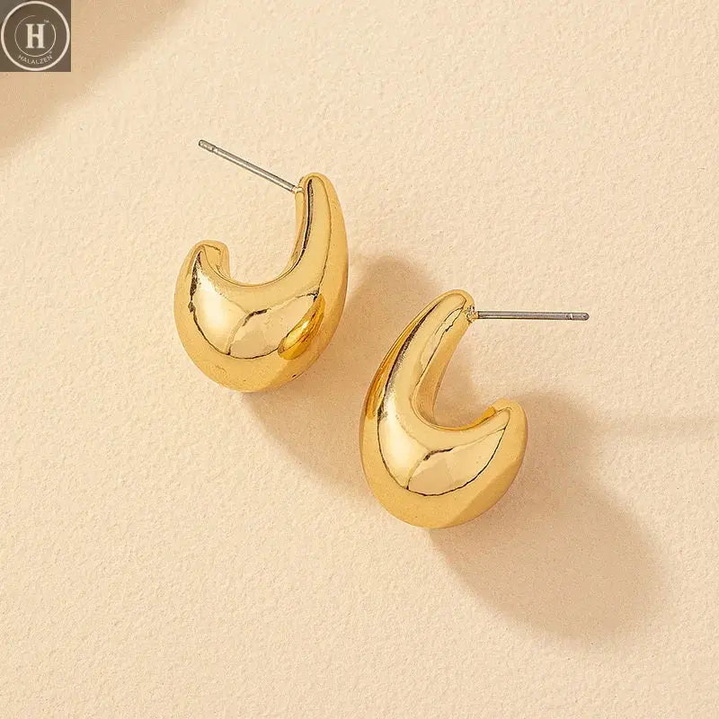 Vintage Chunky Dome Drop Earrings For Women Gold Plated Stainless Steel Thick Teardrop Earring Statement Wedding Jewelry Gifts HALALZEN