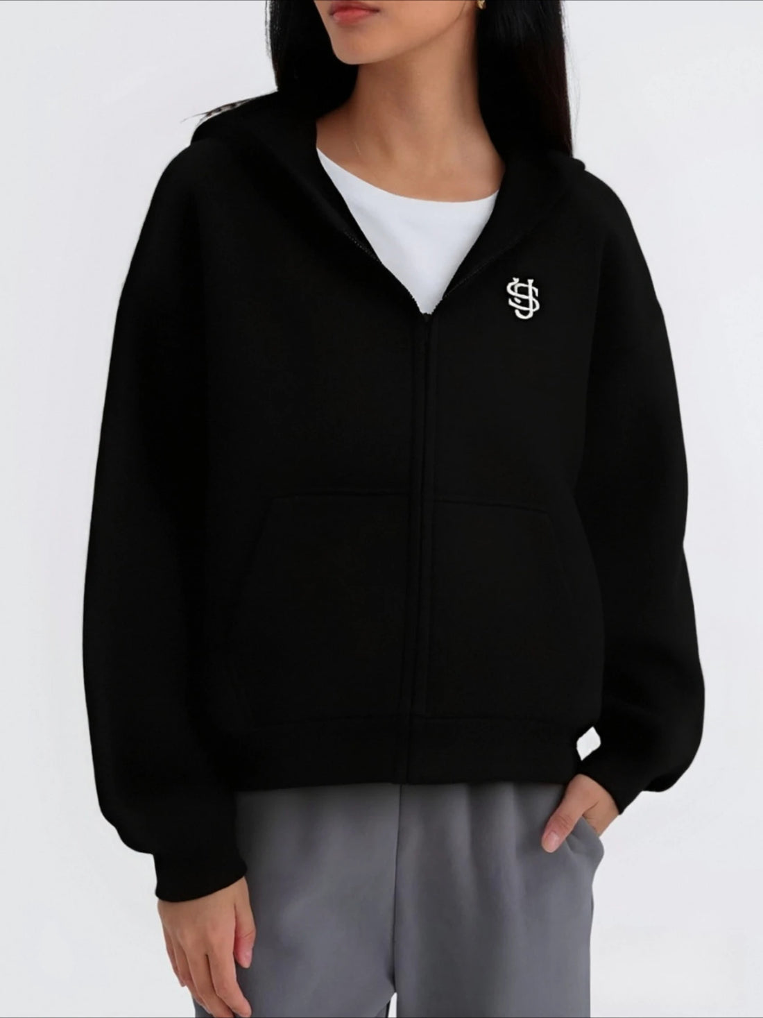 Casual Zip-up Hoodies for Women with Embroidered Patterns Fall Jackets Autumn Fashion Simple Style Outer Hoodie Jacket Unisex